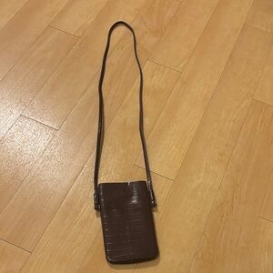 Brown Crocodile Pattern Crossbody Bag